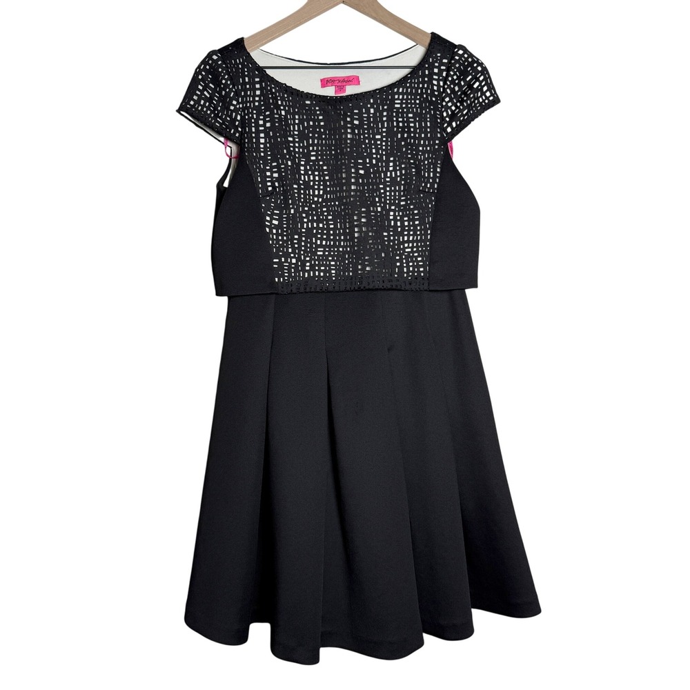 Betsey Johnson Womens Cocktail Dress‎ 6 Black White Scuba Cutout Brunch Event